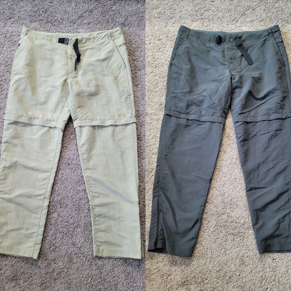 The North Face Paramount Convertible Pants Mens 40x31 Beige Gray Hiking Lot Of 2